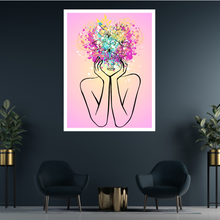 Load image into Gallery viewer, Abstract Woman Flower Wall Art Print, Beautiful Woman, Abstract Art With Flowers Printable Digital Wallpaper, Modern Canvas Wall Art Poster