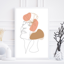 Load image into Gallery viewer, Boho Woman Art Print, Woman Line Art, Female Face Line Wall Art, Neutral Simple Print, Modern Boho Line Art, Women Line Minimalist Drawing