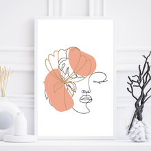 Load image into Gallery viewer, Boho Woman Art Print, Boho Woman Printable, Woman Line Art, Modern Woman Boho Line Art, Boho Female Face Print, Women Line Minimalist Print